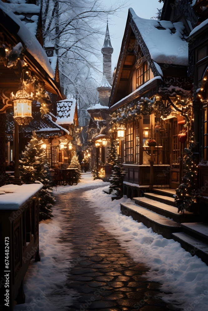 Christmas in the old town of Riga, Latvia. Old european architecture in winter.