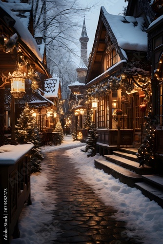 Christmas in the old town of Riga, Latvia. Old european architecture in winter. © Iman