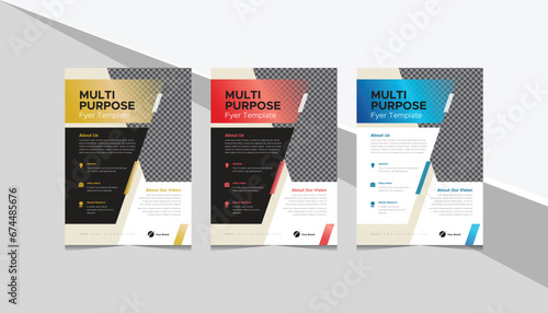 sets of business flyer with three color variants 