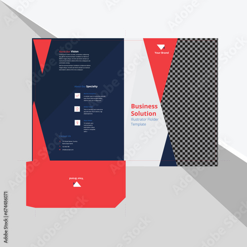 Corporate Folder Template with Red and Blue Color.