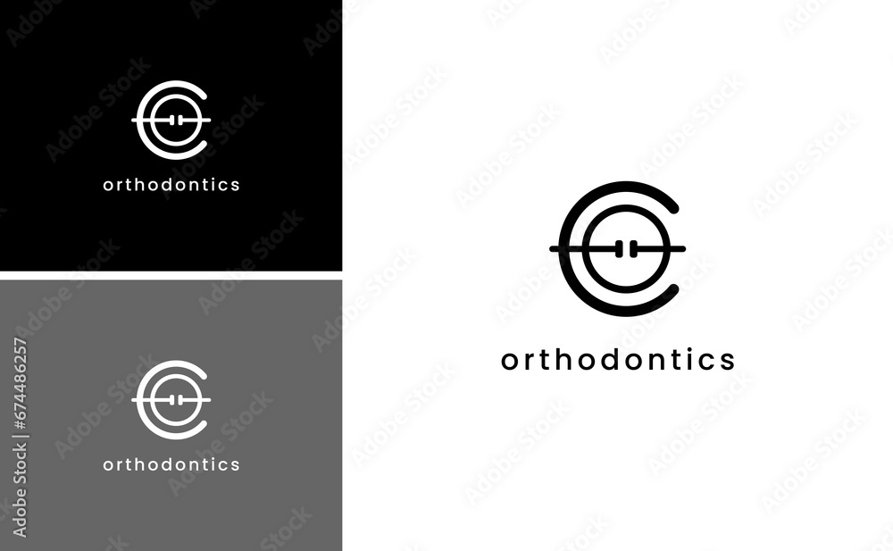 initial Co or OC logo orthodontic smile vector template