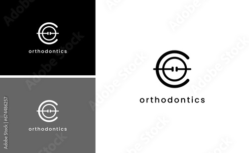 initial Co or OC logo orthodontic smile vector template