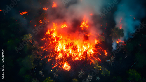 ecological problems related to fires, a bird's-eye view from a drone