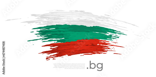 Bulgaria flag. Brush strokes, grunge. Stripes colors of the bulgarian flag on a white background. Vector design national poster, template, place for text. State patriotic banner of bulgaria, flyer