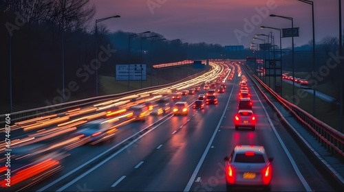 Traffic on a motorway in the evening with motion blur.