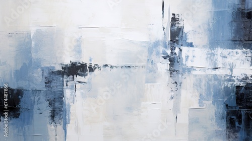 abstract modern painting, paint strokes. grey, white, turquoise colors