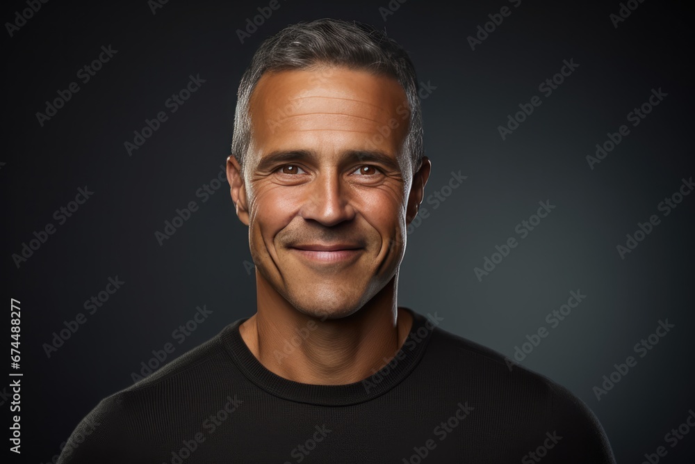 Smiling Man In Black Studio Wearing Gildan Sweater Smiling Man In Black Studio Wearing Gildan Sweater