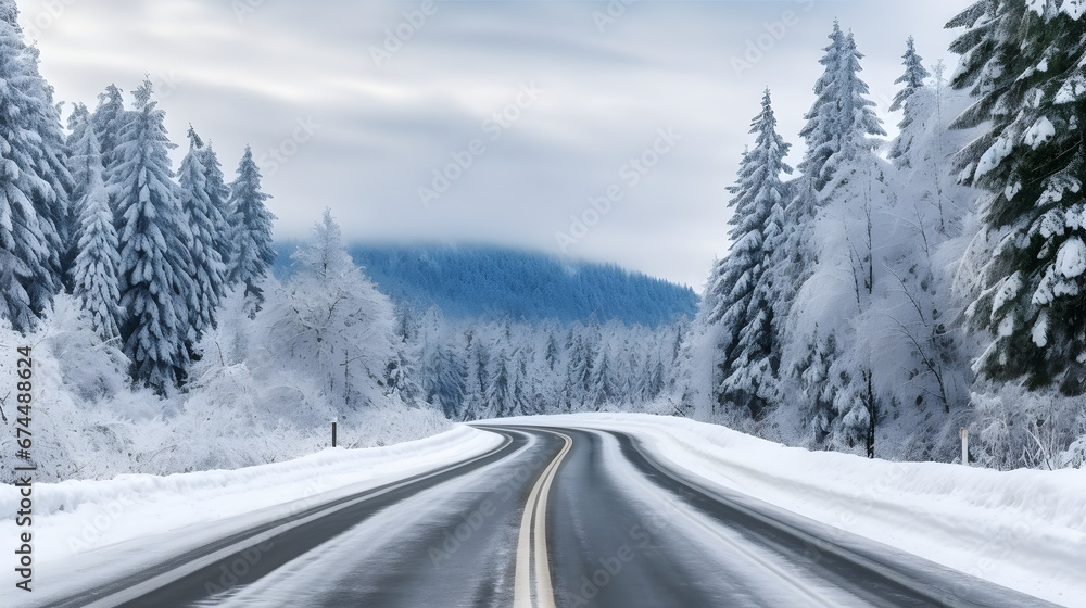 Road in winter forest Road in winter forest