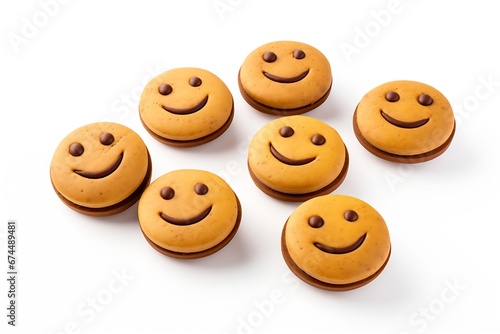 Generative AI : Smiley cookies isolated on transparent or white background.
