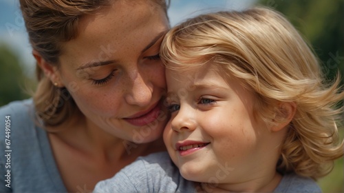 happy days mother with child, close up, maternal love and tenderness