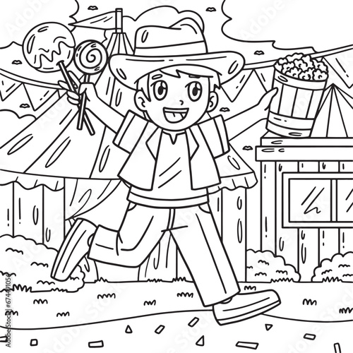 Child with Circus Treats Coloring Page for Kids