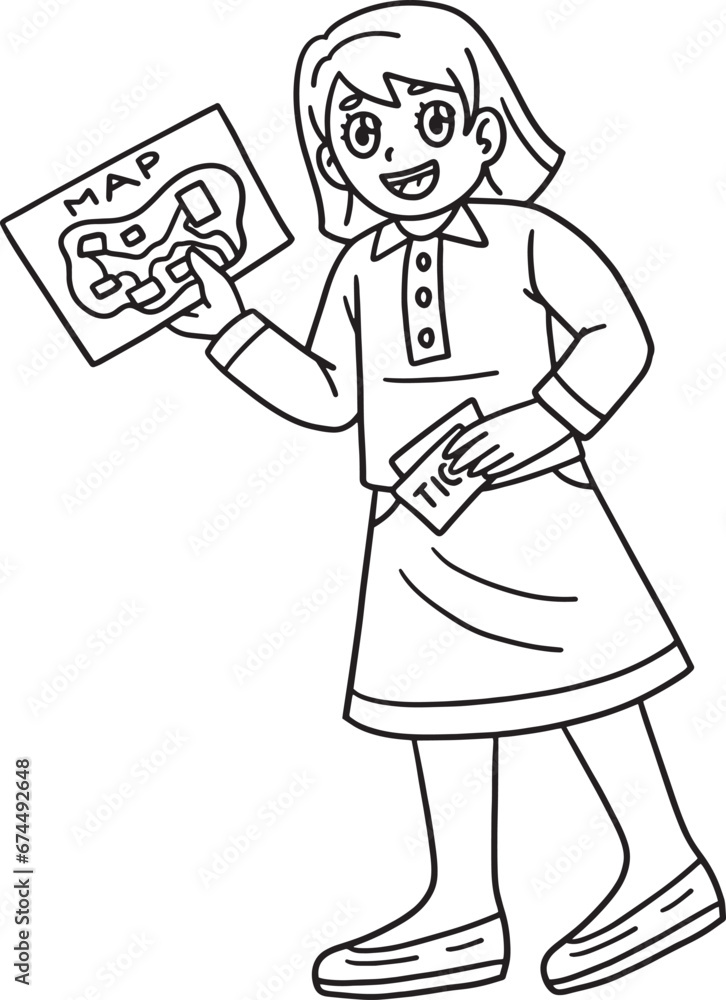 Mother Holding a Circus Map and Ticket Isolated Mother Holding a Circus Map and Ticket Isolated