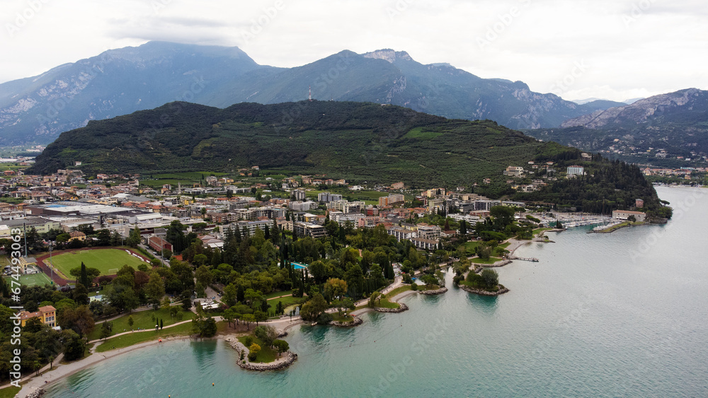 beautiful aerial view of italian town Riva del Garda