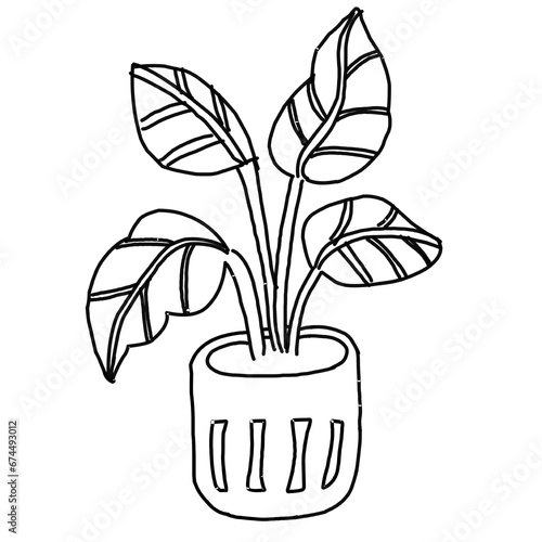 coloring page houseplant in a pot
