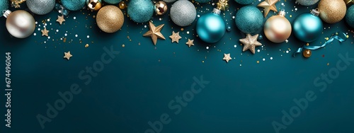 Christmas holidays greeting banner template, flat lay, generative ai