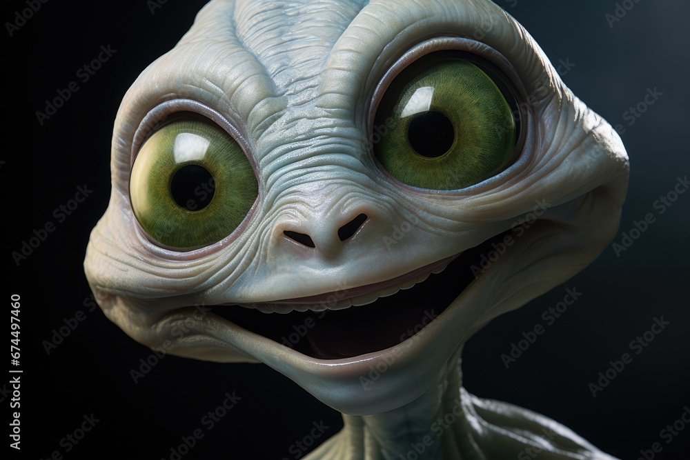 Friendly Alien Greeting Earth With Smile Big Eyed Alien Smiling, Greeting Humans Friendly Alien Greeting Earth With Smile Big Eyed Alien Smiling, Greeting Humans