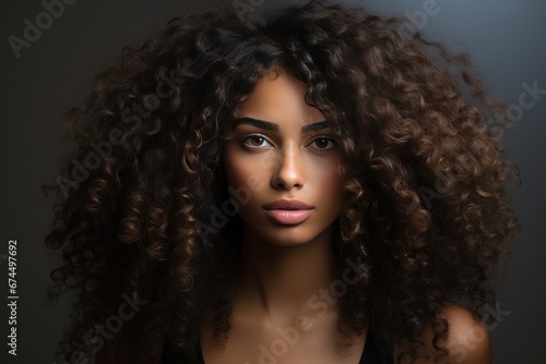 Black Tshirt Mockup On African American Woman With Curly Hair