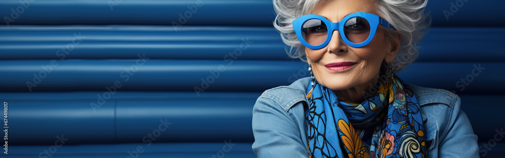 happy senior woman blue hair happy senior woman blue hair