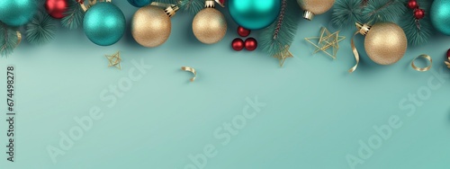 Christmas holidays greeting banner template, flat lay, generative ai