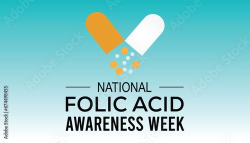 Vector illustration on the theme of National Folic Acid awareness week observed each year during January.banner, Holiday, poster, card and background design.