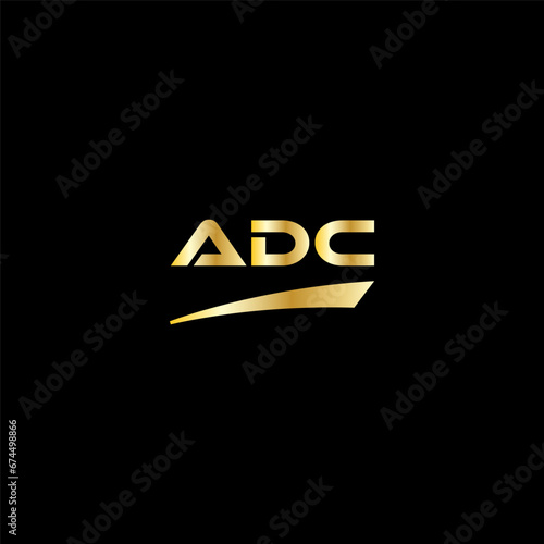 ADC initial letter logo on black background with gold color. modern font, minimal, 3 letter logo, clean, eps file for website, business, corporate company. Modern logo templet in illustrator.