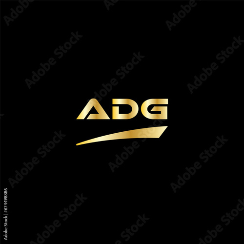 ADG initial letter logo on black background with gold color. modern font, minimal, 3 letter logo, clean, eps file for website, business, corporate company. Modern logo templet in illustrator.