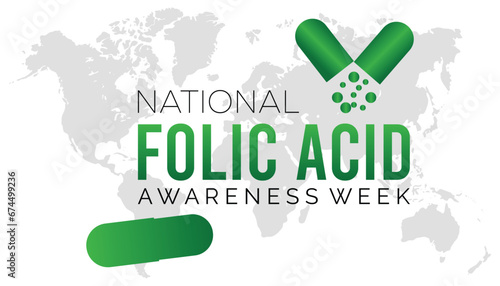 Vector illustration on the theme of National Folic Acid awareness week observed each year during January.banner, Holiday, poster, card and background design.
