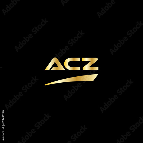 ACZ initial letter logo on black background with gold color. modern font, minimal, 3 letter logo, clean, eps file for website, business, corporate company. Modern logo templet in illustrator.