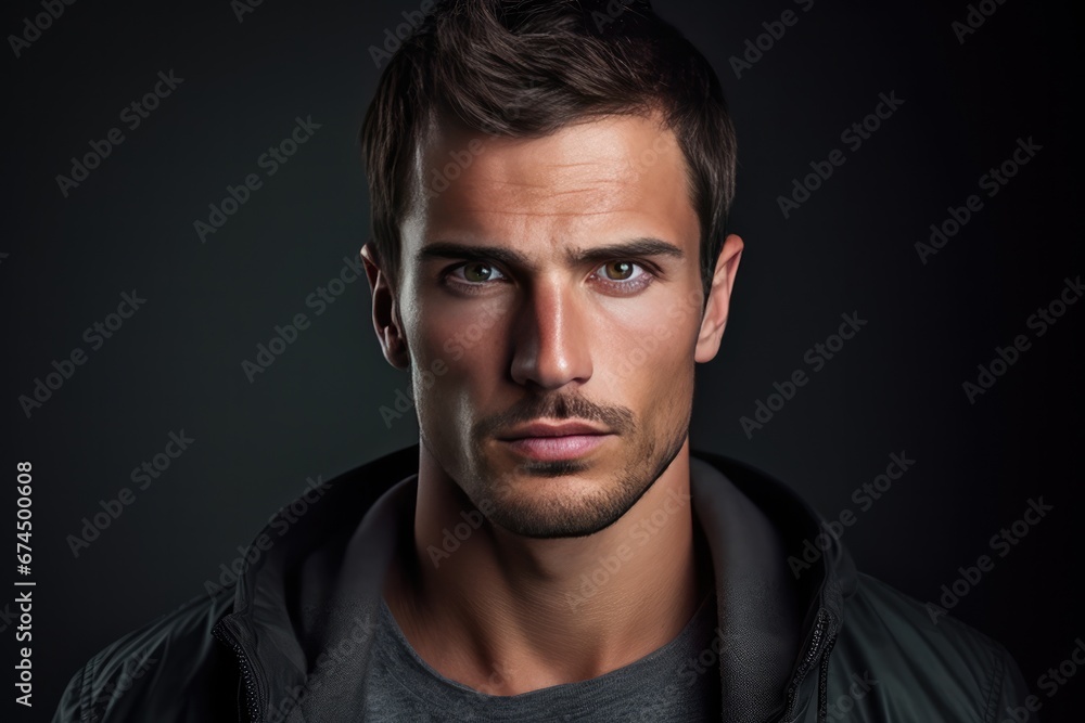 Handsome Brunette Man With Serious Expression