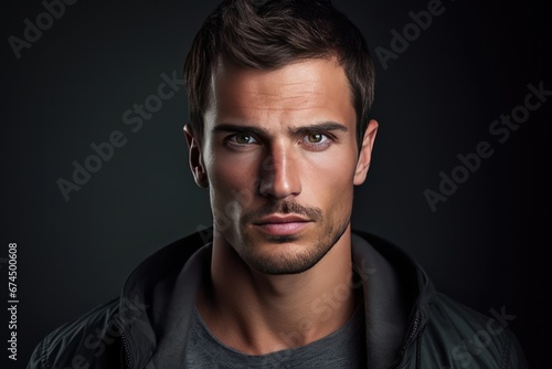 Handsome Brunette Man With Serious Expression © Anastasiia
