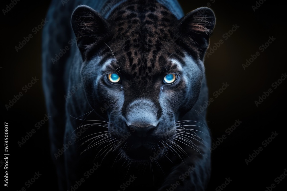 A Black Jaguar With Blue Eyes
