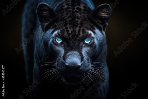 A Black Jaguar With Blue Eyes