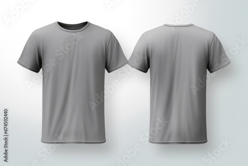 Male Grey Tshirts, Front And Back View, Realistic