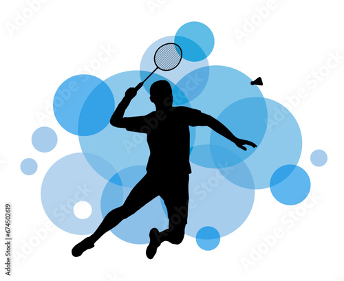 Badminton design sport graphic with badminton player in action and design elements in vector quality.