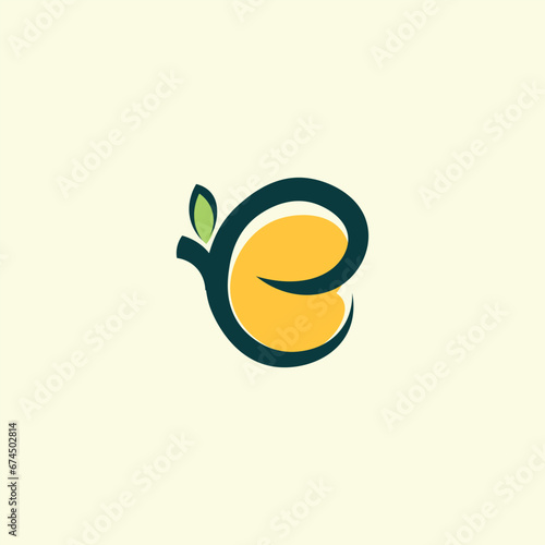 Abstract Letter E Peach Simple Logo Icon