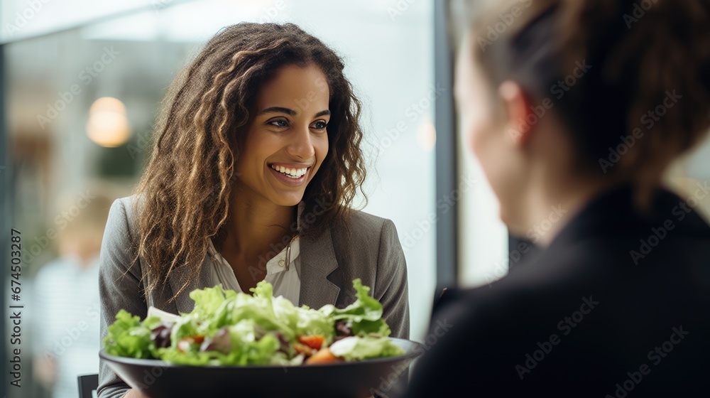 Woman holding vegan salad with many vegetables. Veganuary, Healthy lifestyle concept. lady Portrait with healthy fresh vegetarian salad..