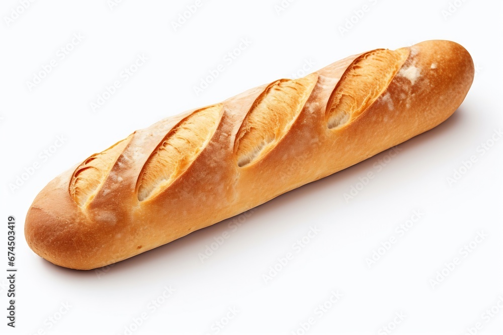 Generative AI : French loaf bread isolated on transparent or white_