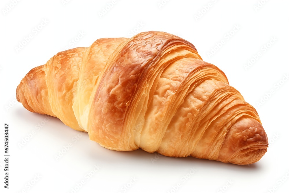 Generative AI : Croissant isolated on white background. Clipping path included.