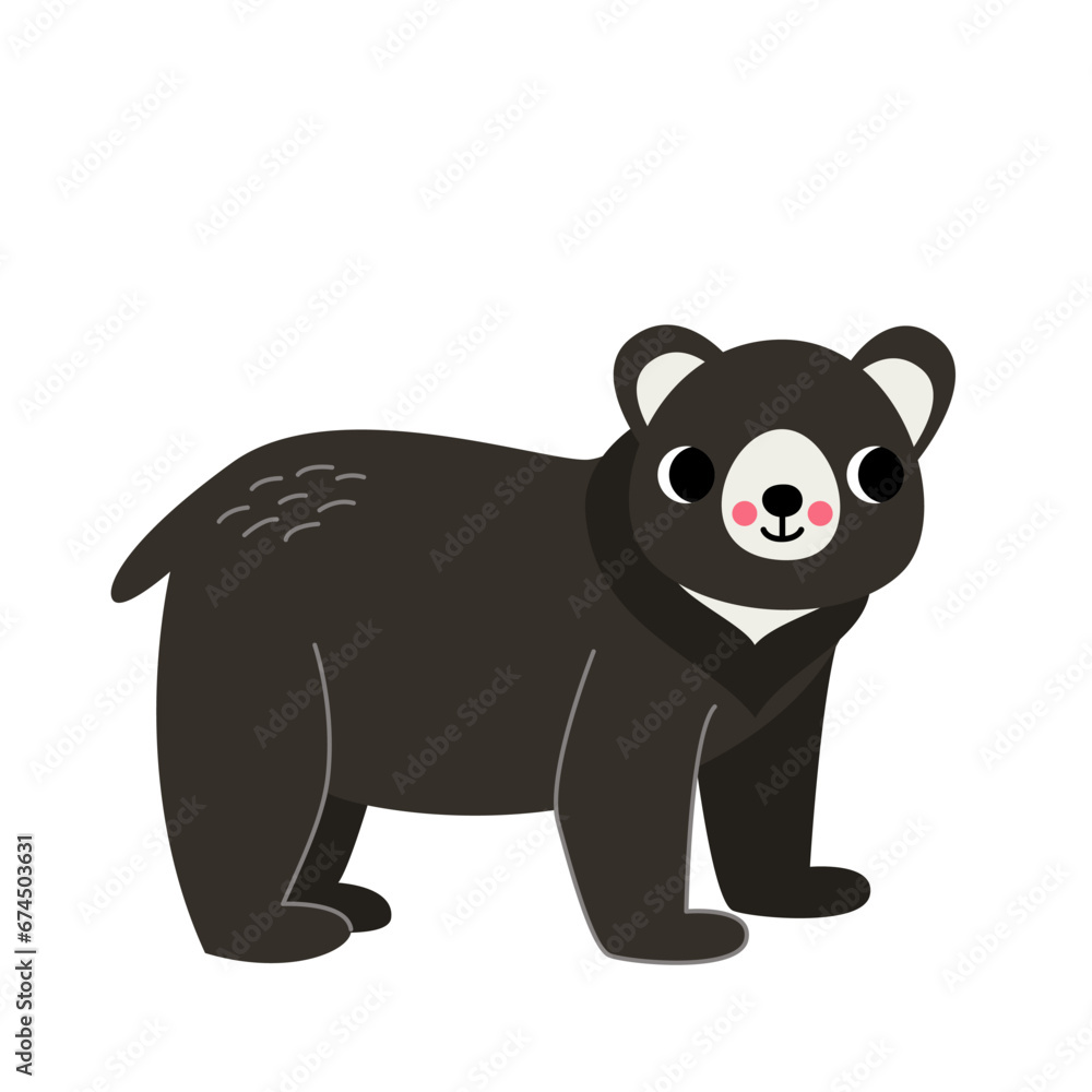 Vector illustration of cute black bear isolated on white background. Vector illustration of cute black bear isolated on white background.