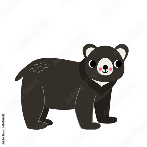 Fototapeta Naklejka Na Ścianę i Meble -  Vector illustration of cute black bear isolated on white background.