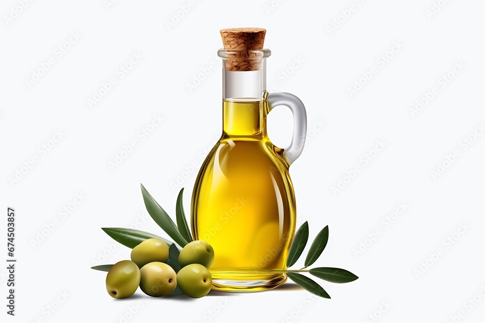 Generative AI : oil glass bottle isolated on white with clipping path Generative AI : oil glass bottle isolated on white with clipping path