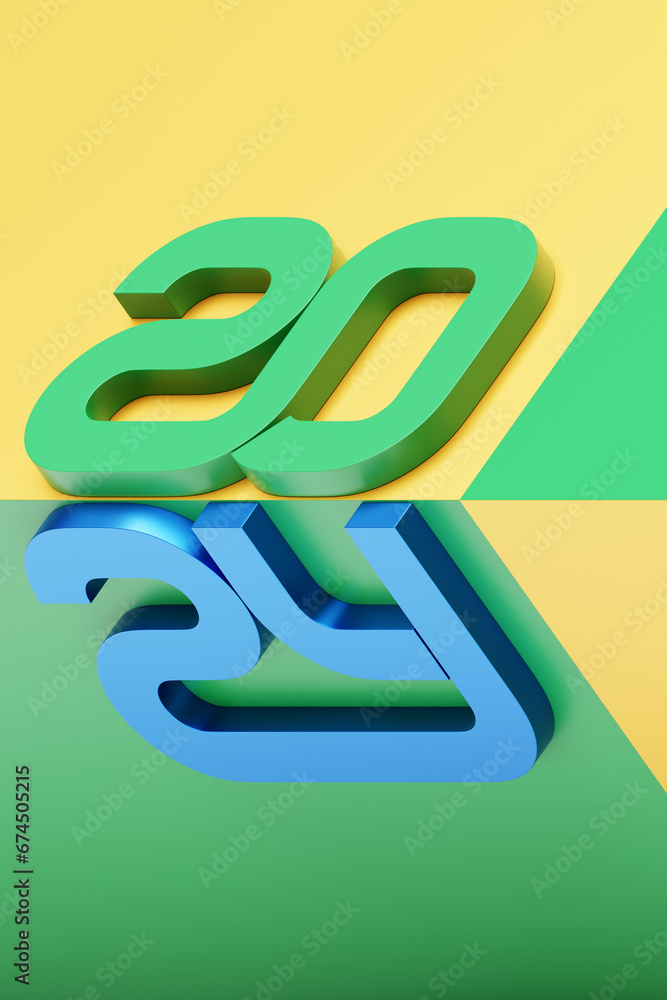 Welcome creative concept 2024. Happy New Year 2024. Outstanding 3D text on colorful background, 3D illustration Welcome creative concept 2024. Happy New Year 2024. Outstanding 3D text on colorful background, 3D illustration