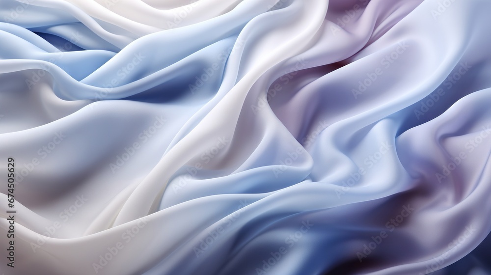 Obraz premium Elegant white and light blue silk background. Luxurious wedding concept. Generative AI