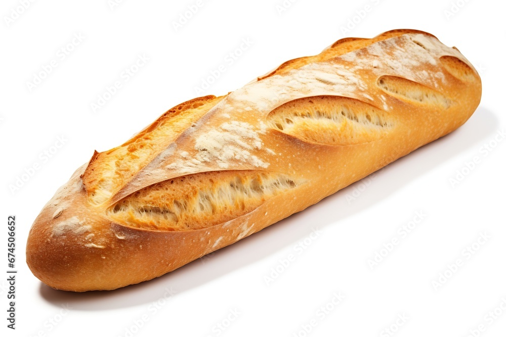 Generative AI : French loaf bread isolated on transparent or white_