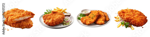 Homemade breaded chicken schnitzel Hyperrealistic Highly Detailed Isolated On Transparent Background Png File