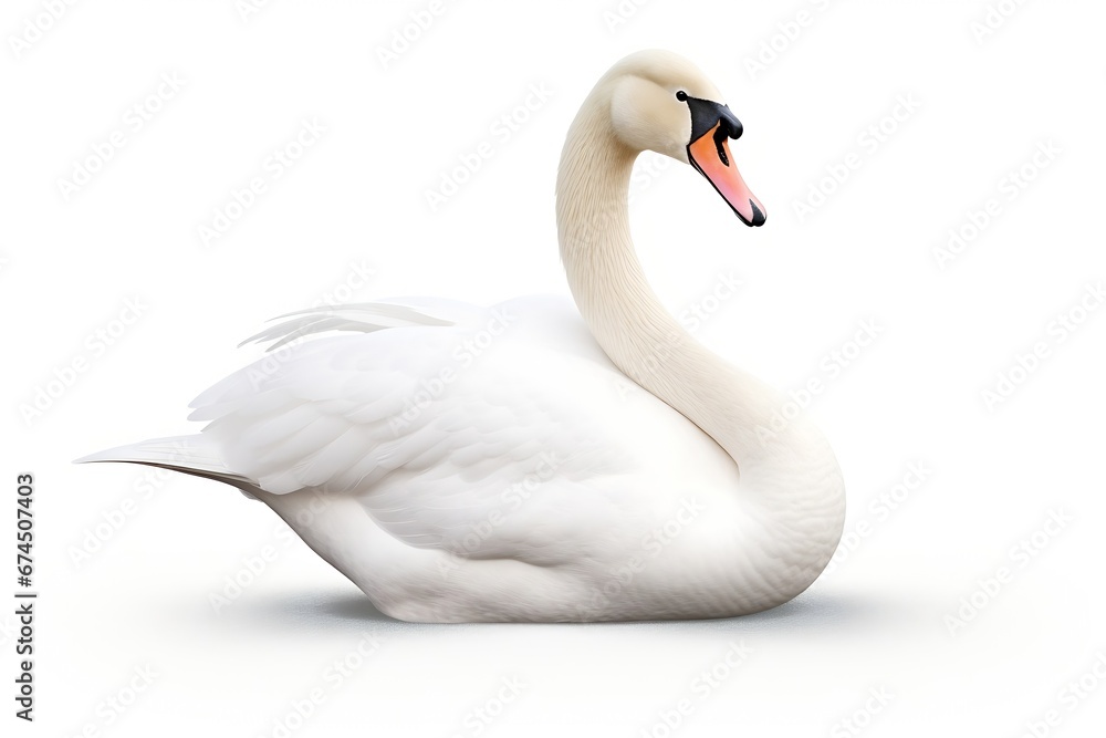 Generative AI : White swan isolated on transparent or white background. Generative AI : White swan isolated on transparent or white background.