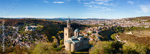 Aerial view on a sunny day at a small town 