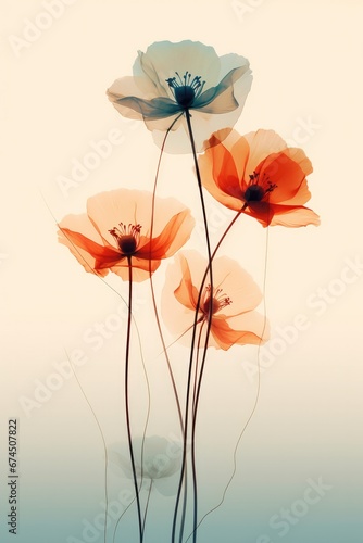 poppies on a blue background