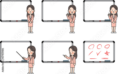 a female teacher who teaches on a whiteboard