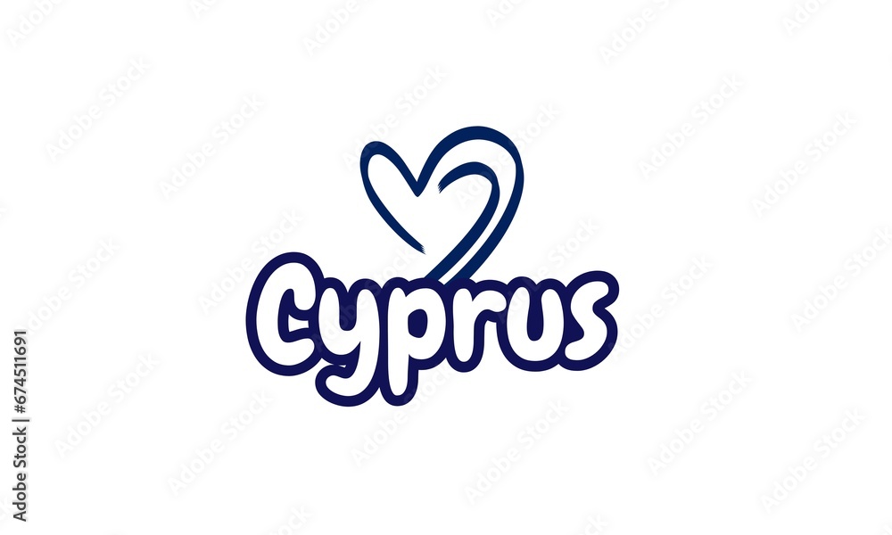 A heart-shaped Cyprus design symbolizes love and appreciation for the island, blending its unique features into a visually striking emblem.